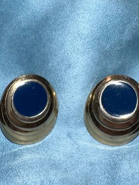Vintage Gold-Tone Earrings with Deep Blue Center